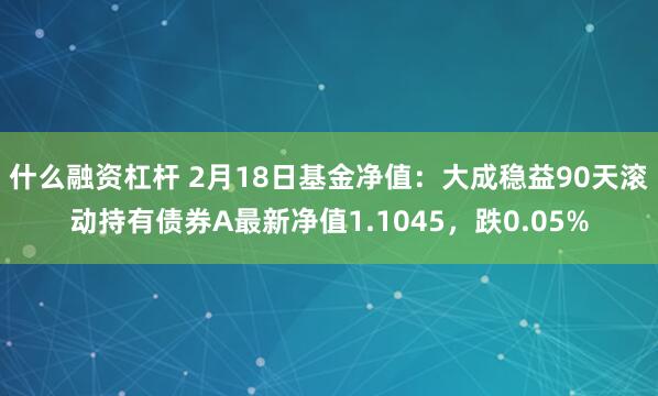 什么融资杠杆 2月18日基金净值：大成稳益90天滚动持有债券A最新净值1.1045，跌0.05%